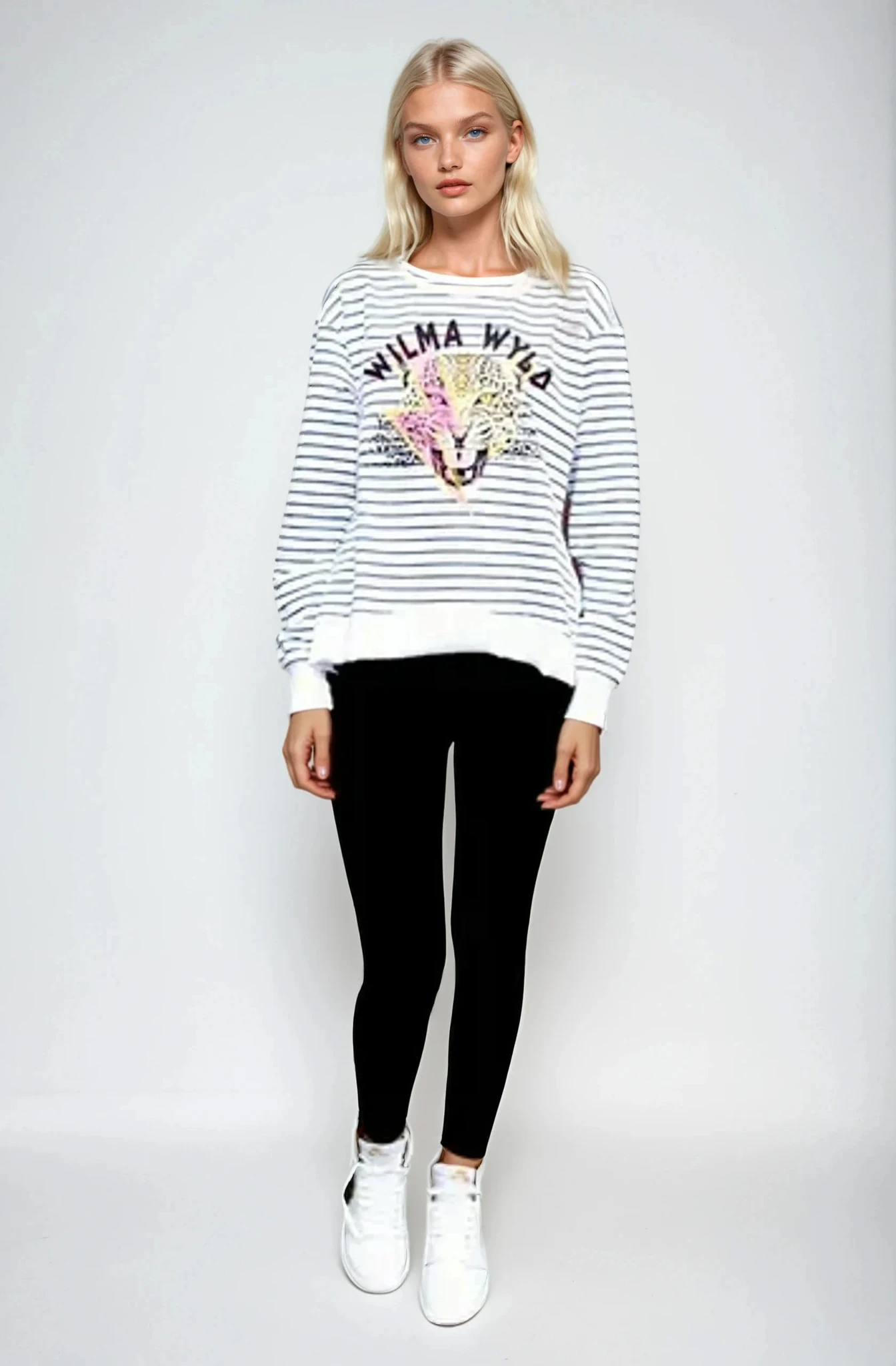 Suzie Sweater Stripe - Pink Lightning Print