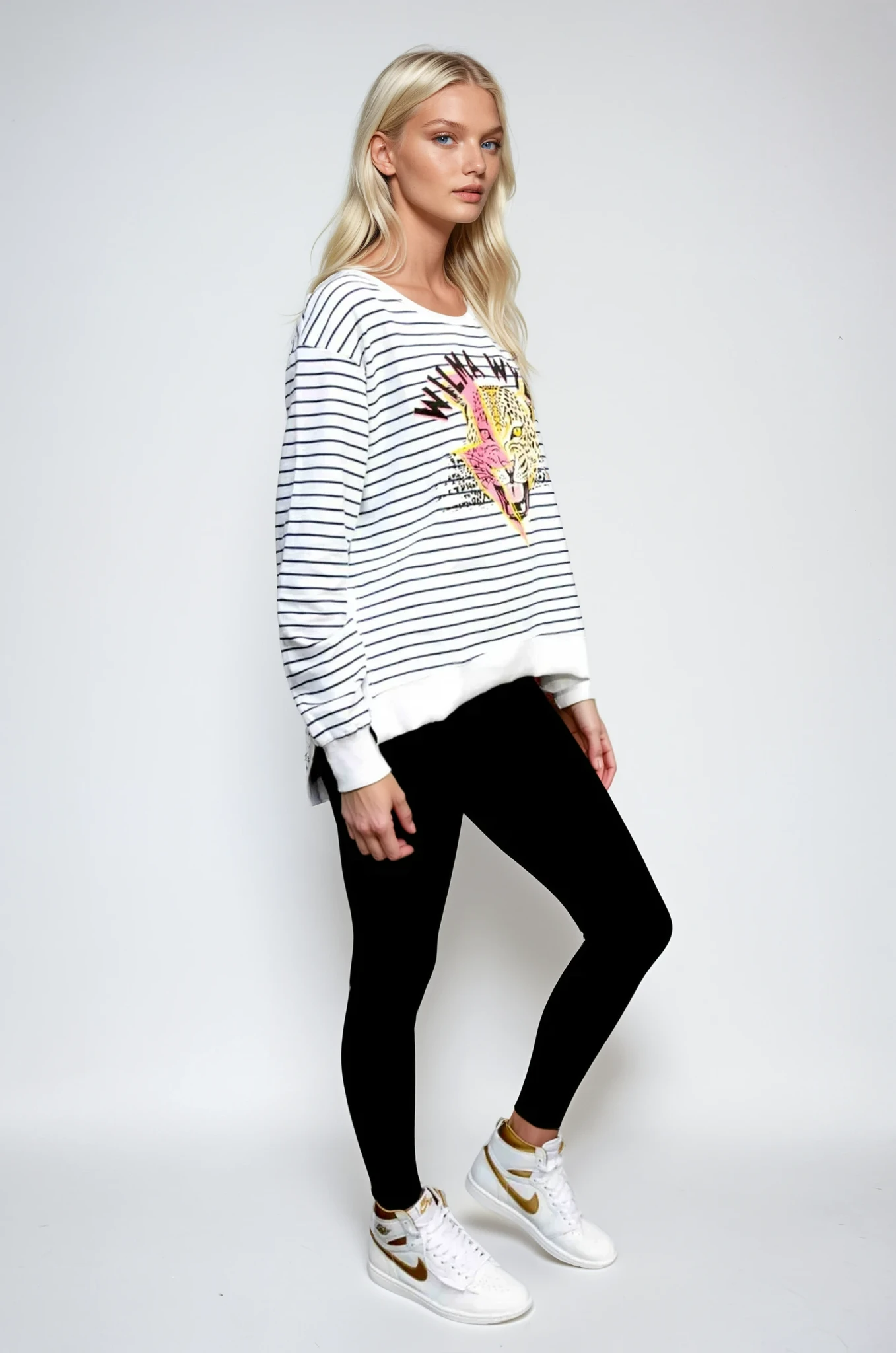 Suzie Sweater Stripe - Pink Lightning Print