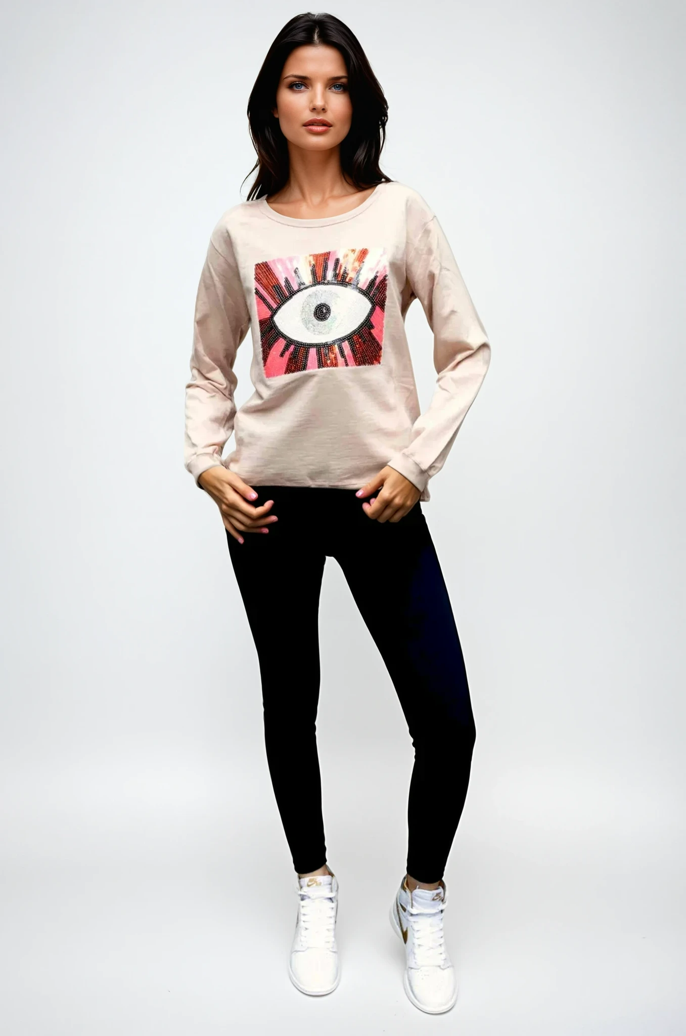 Taylor Sweater Blush - Evil Eye Pink Sequin