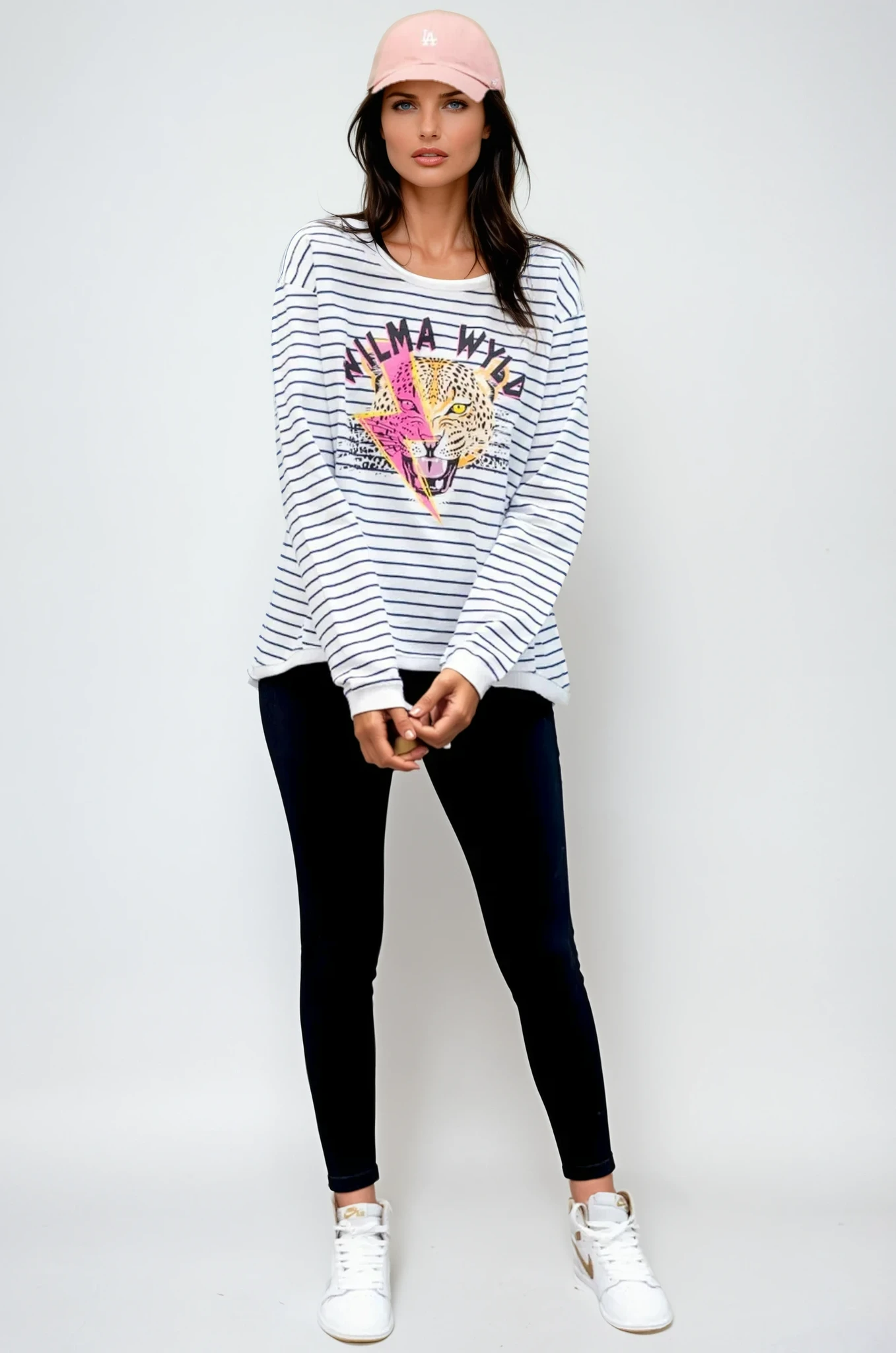 Taylor Sweater Stripe - Pink Lightning Print