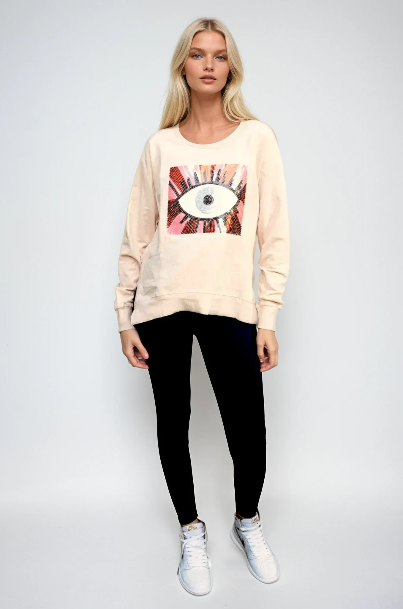 Suzie Sweater Blush - Evil Eye Red Sequin