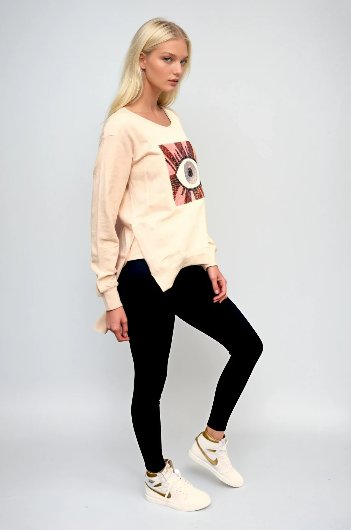 Suzie Sweater Blush - Evil Eye Red Sequin