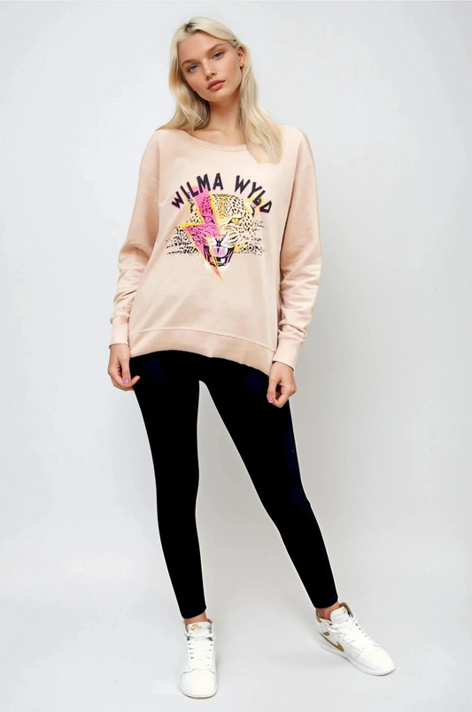 Suzie Sweater Blush - Pink Lightning Print