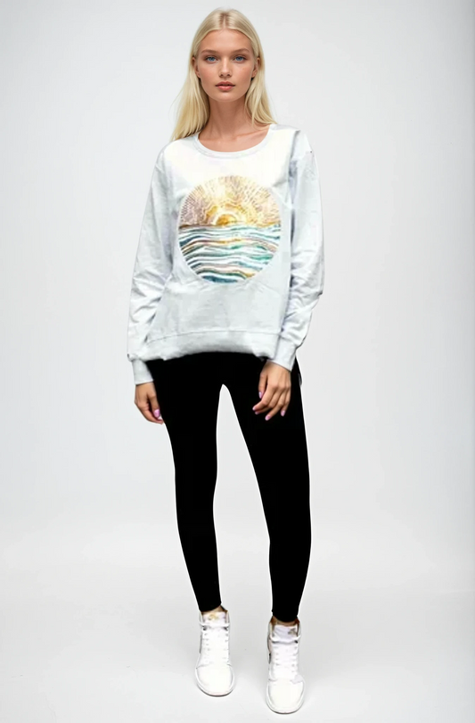 Suzie Sweater Sky Blue - Ocean Sun Sequin