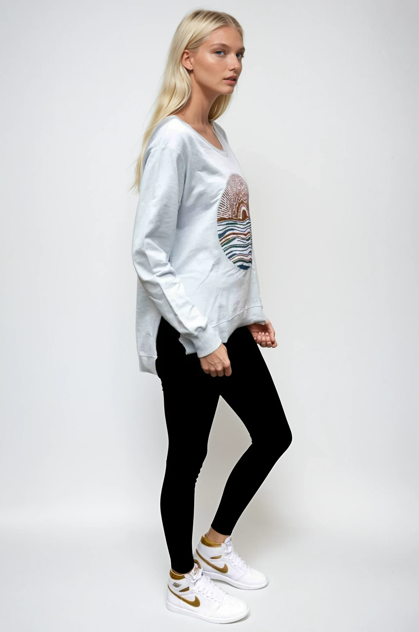 Suzie Sweater Sky Blue - Ocean Sun Sequin