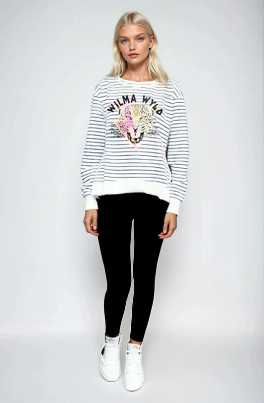 Suzie Sweater Stripe - Pink Lightning Print