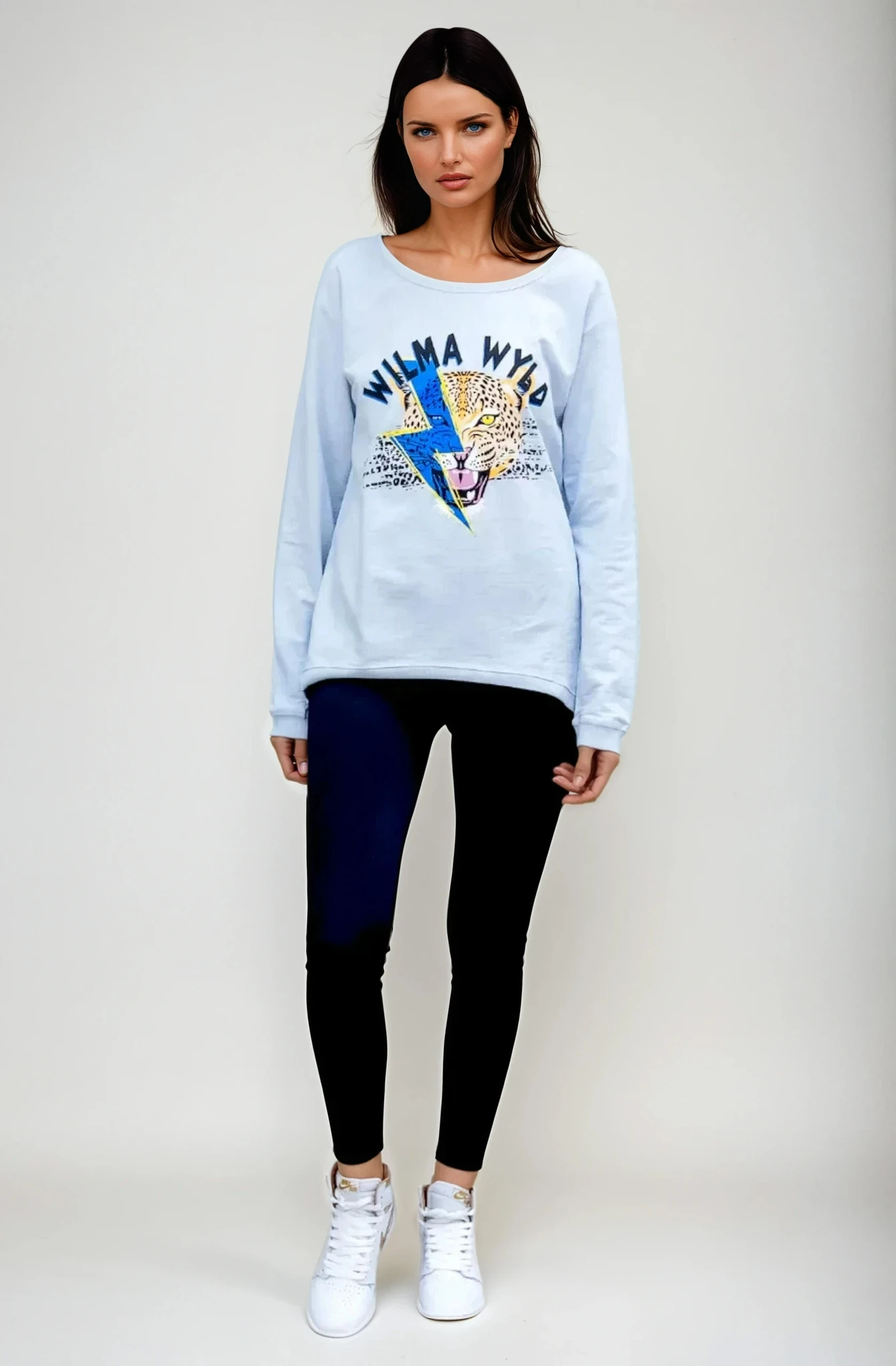 Taylor Sweater Sky Blue- Blue Lightning Print