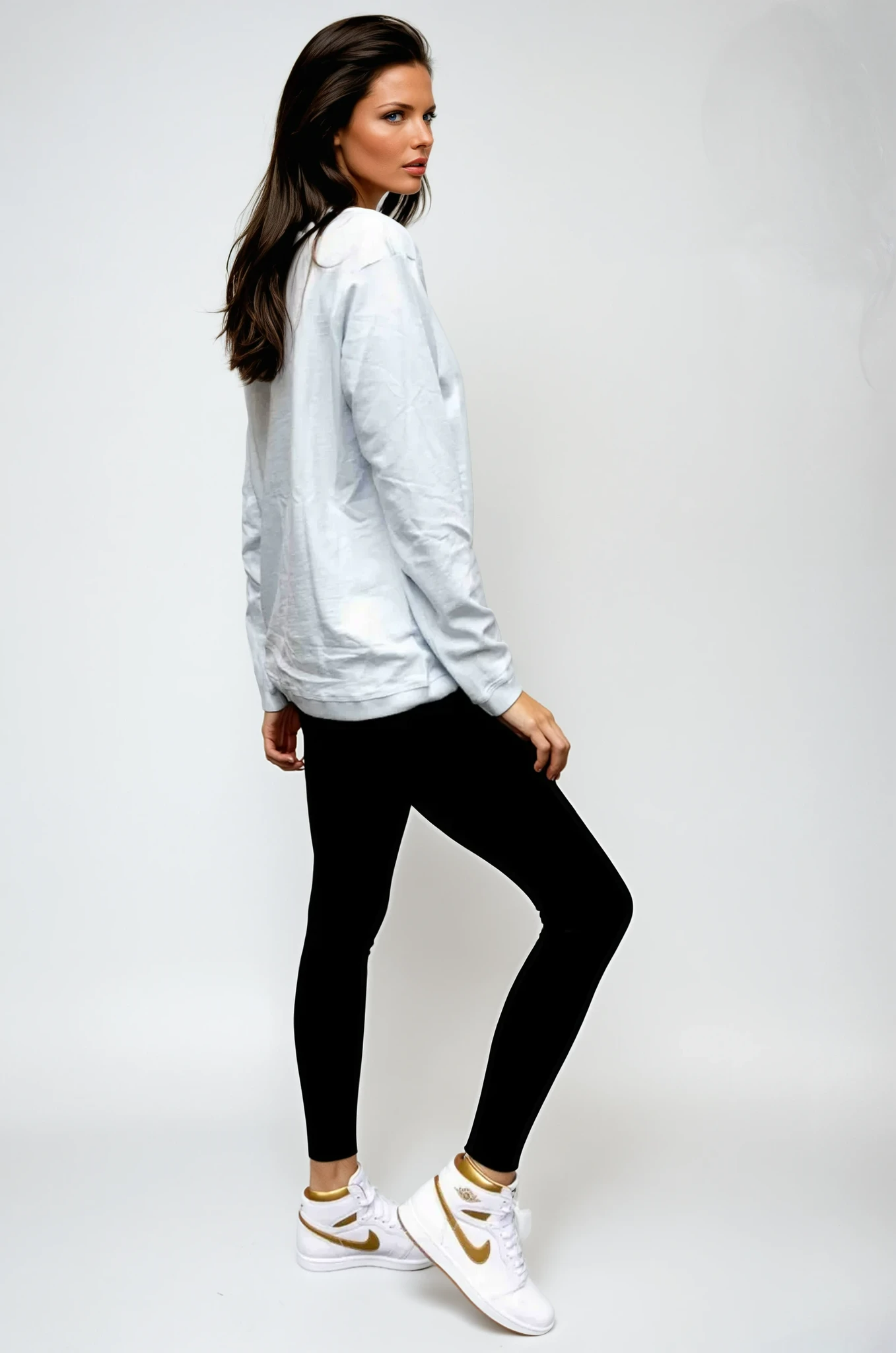Taylor Sweater Sky Blue - Evil Eye Gold Sequin