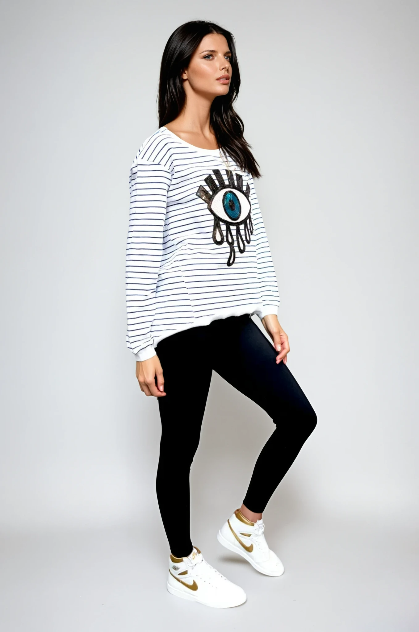 Taylor Sweater Stripe - Evil Eye Sequin