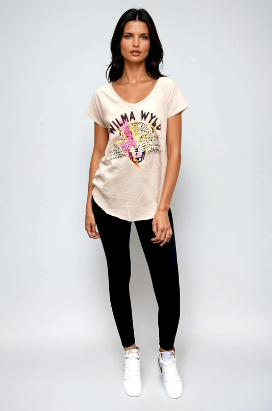 Tobi Tee Blush - Pink Lightning Print